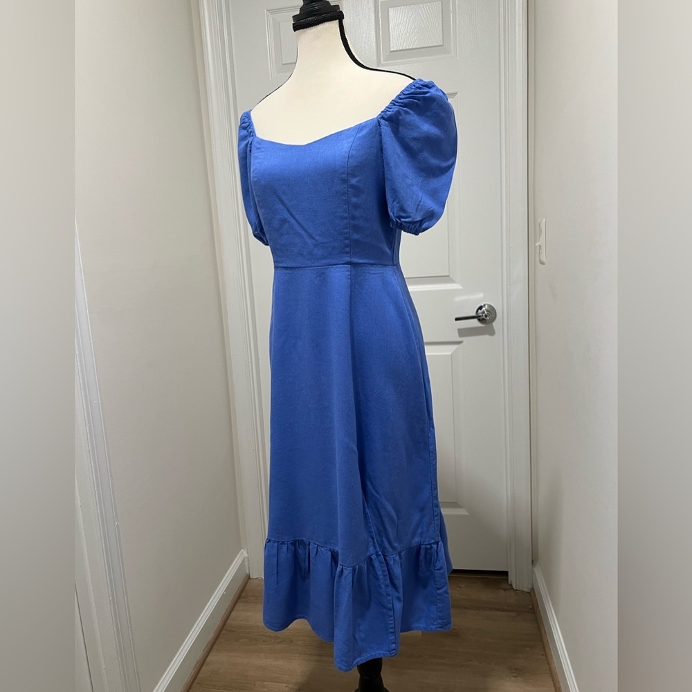Blue Puff Sleeve Dress